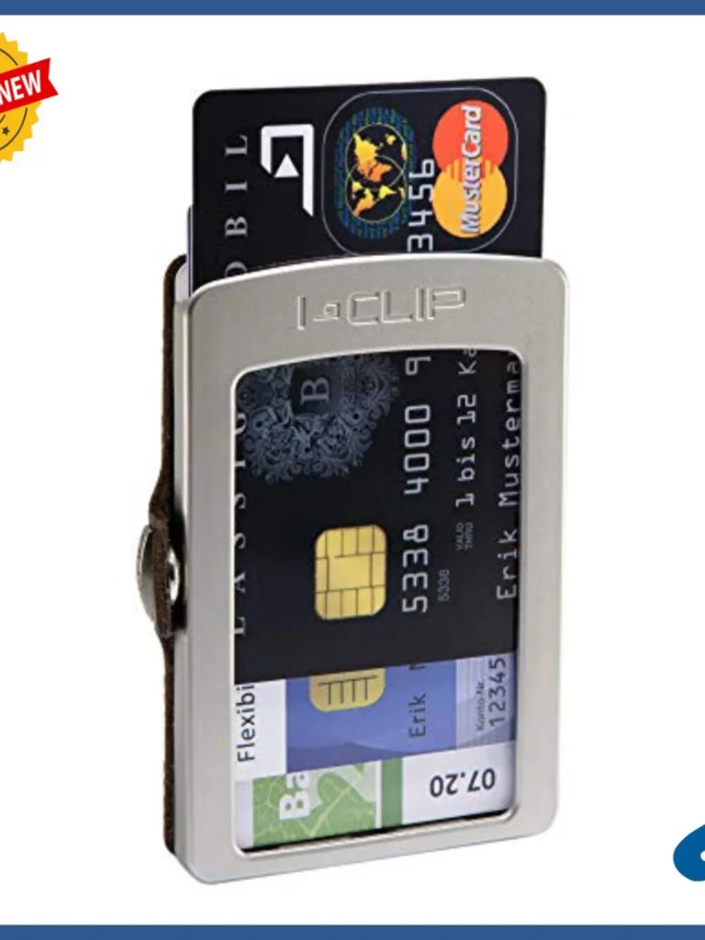 Slim Stainless Steel Wallet with Money Clip, Holds 10 Cards
